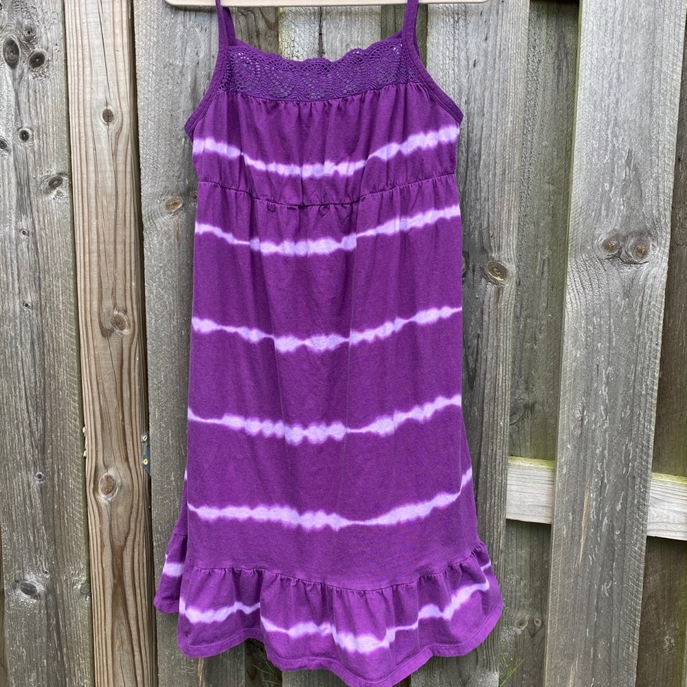 Purple Sundress tie dye crochet top sleeveless dress